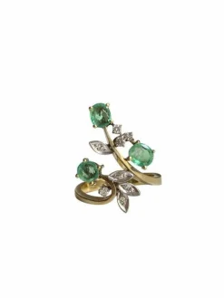 Bague végétale or jaune et blanc