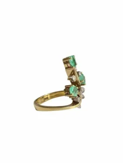 Bague végétale or jaune et blanc