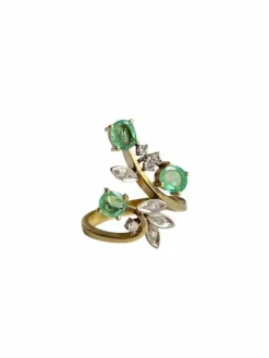 Bague végétale or jaune et blanc