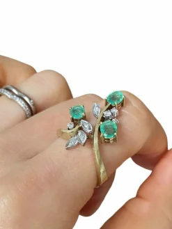 Bague végétale or jaune et blanc