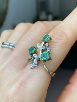 Bague végétale or jaune et blanc