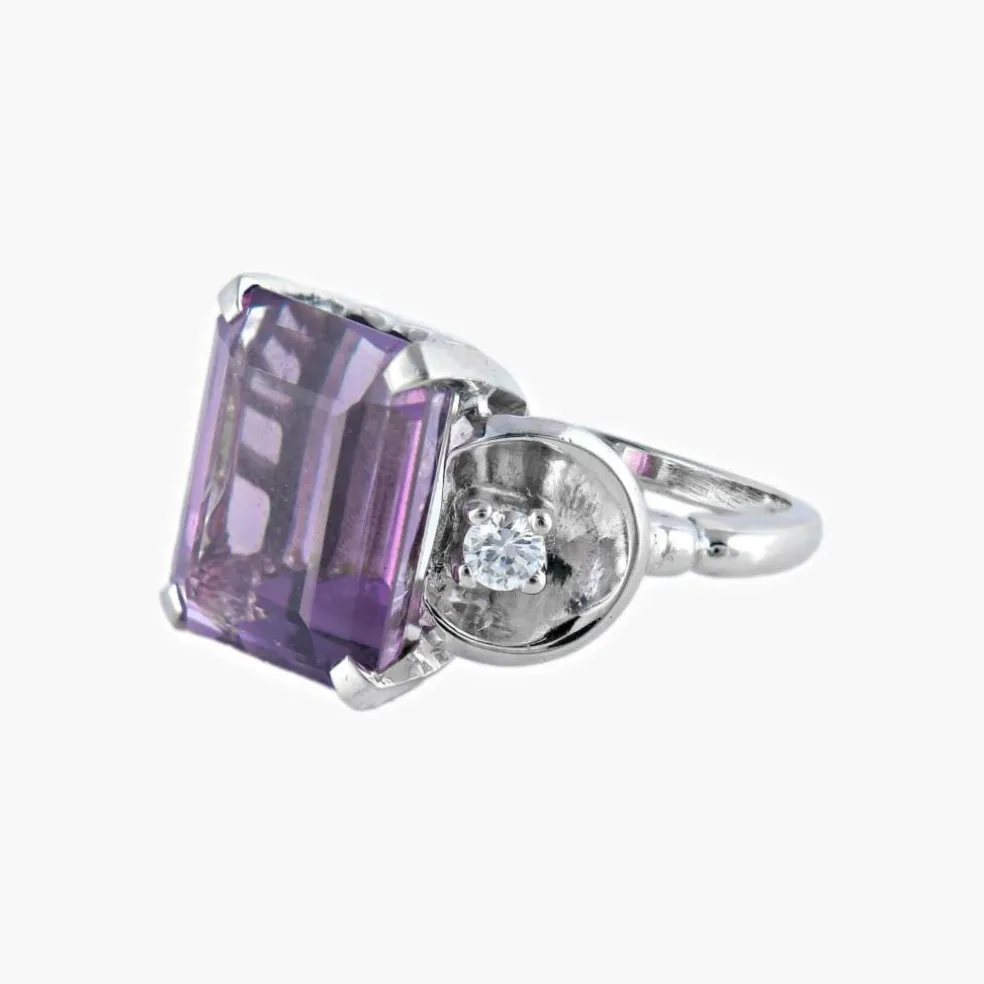 BAGUE "VICTOIRE" AMETHYSTE & DIAMANTS