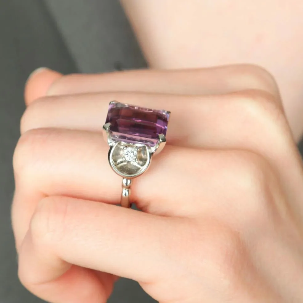 BAGUE "VICTOIRE" AMETHYSTE & DIAMANTS