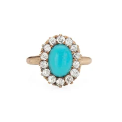 Bague Victorienne Ancienne Turquoise et Diamant