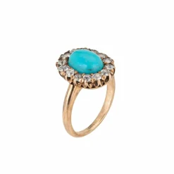 Bague Victorienne Ancienne Turquoise et Diamant