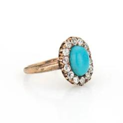 Bague Victorienne Ancienne Turquoise et Diamant