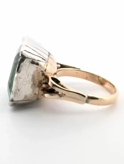 Bague victorienne des années 1800 en argent et or jaune 12 carats avec émeraude naturelle colombienne
