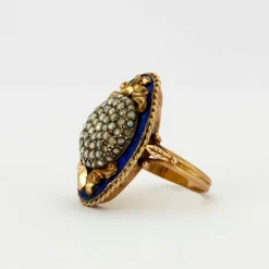 Bague Victorienne Email et Perles
