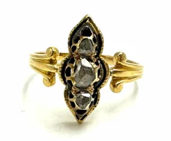 Bague victorienne en diamants et émail noir