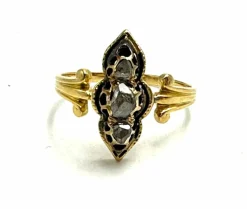 Bague victorienne en diamants et émail noir