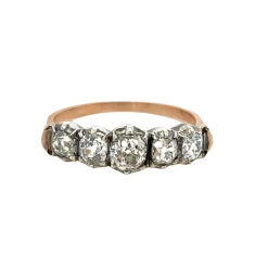 Bague victorienne en or et argent avec diamant de 1,50 carat