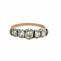 Bague victorienne en or et argent avec diamant de 1,50 carat