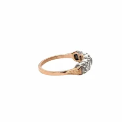 Bague victorienne en or et argent avec diamant de 1,50 carat