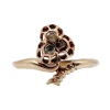 Bague victorienne or rose 18k trèfle orné de diamants taille roses (circa 1900) antique