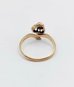 Bague victorienne or rose 18k trèfle orné de diamants taille roses (circa 1900) antique