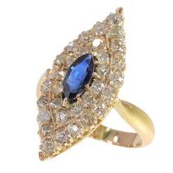 Bague victorienne saphir diamants