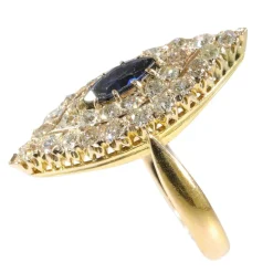 Bague victorienne saphir diamants