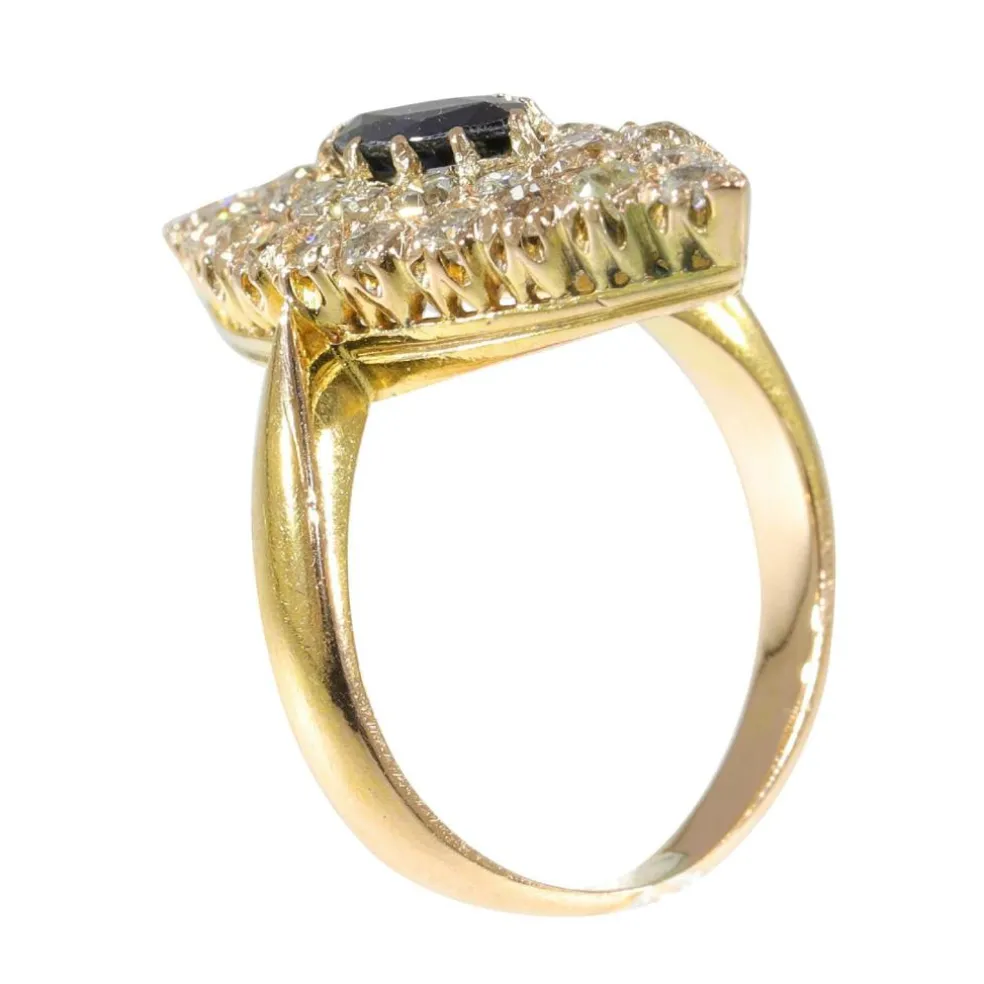 Bague victorienne saphir diamants