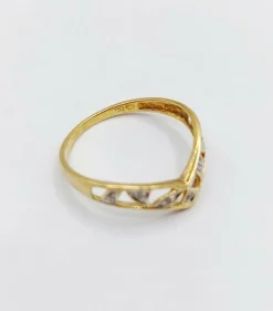 Bague vintage à chevron or jaune, petits diamants