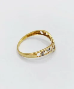 Bague vintage à chevron or jaune, petits diamants