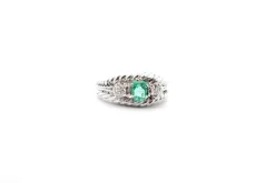 Bague vintage 1950 émeraude et diamants