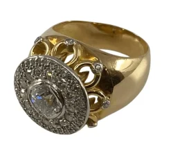 Bague Vintage 1960 Or Jaune, Platine & Diamants