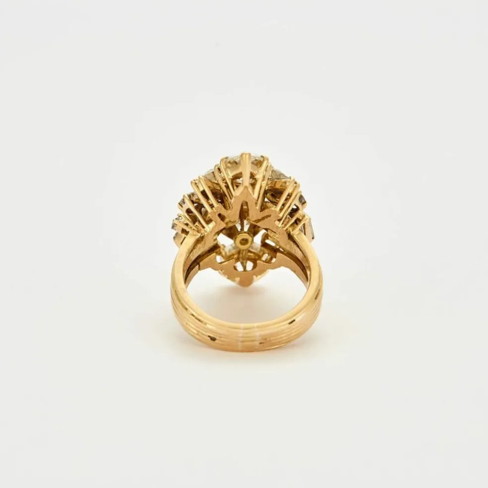 BAGUE VINTAGE AIGRETTE OR ET DIAMANTS