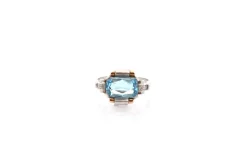 Bague vintage aigue-marine et diamants
