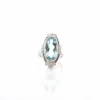 Bague vintage aigue-marine et diamants en or 18k