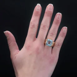 Bague vintage aigue-marine et or