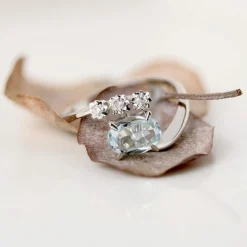 Bague vintage aigue-marine et diamants