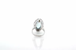 Bague vintage aigue-marine et diamants en or 18k
