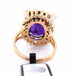 Bague vintage années 40 - Or rose - Améthyste - Diamants