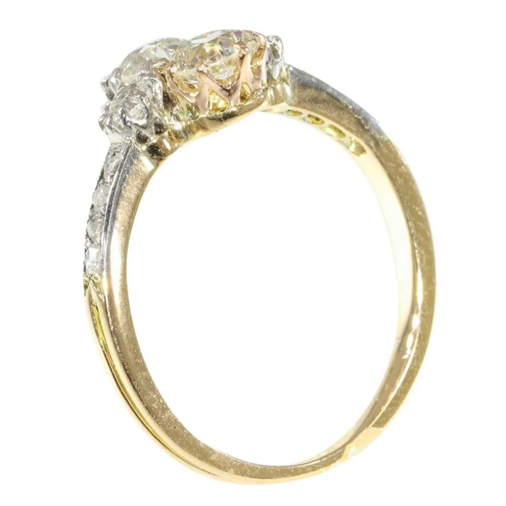 Bague Vintage Art Déco : platine, or jaune et diamants