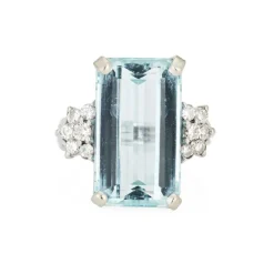Bague vintage avec diamant aigue-marine 11 carats