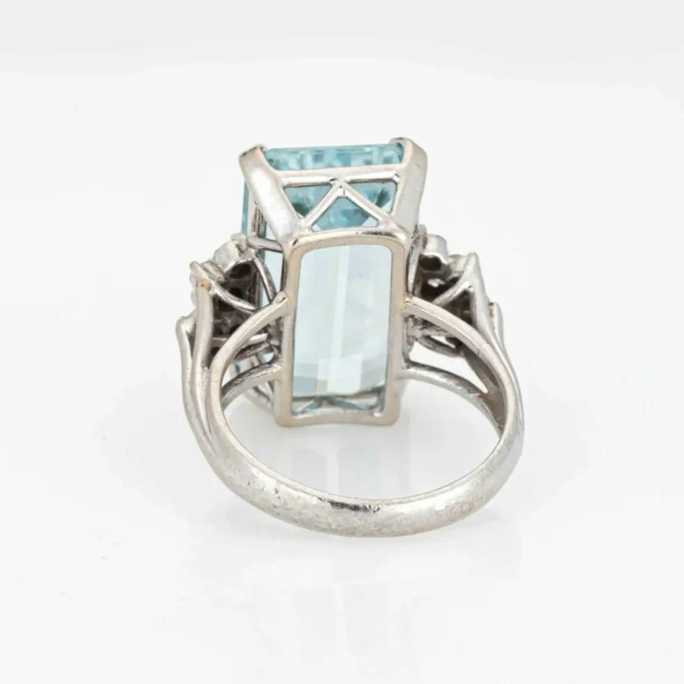 Bague vintage avec diamant aigue-marine 11 carats