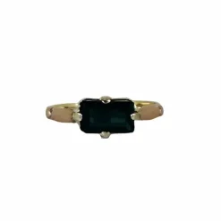 Bague vintage avec tourmaline noire naturelle, émeraude facettée