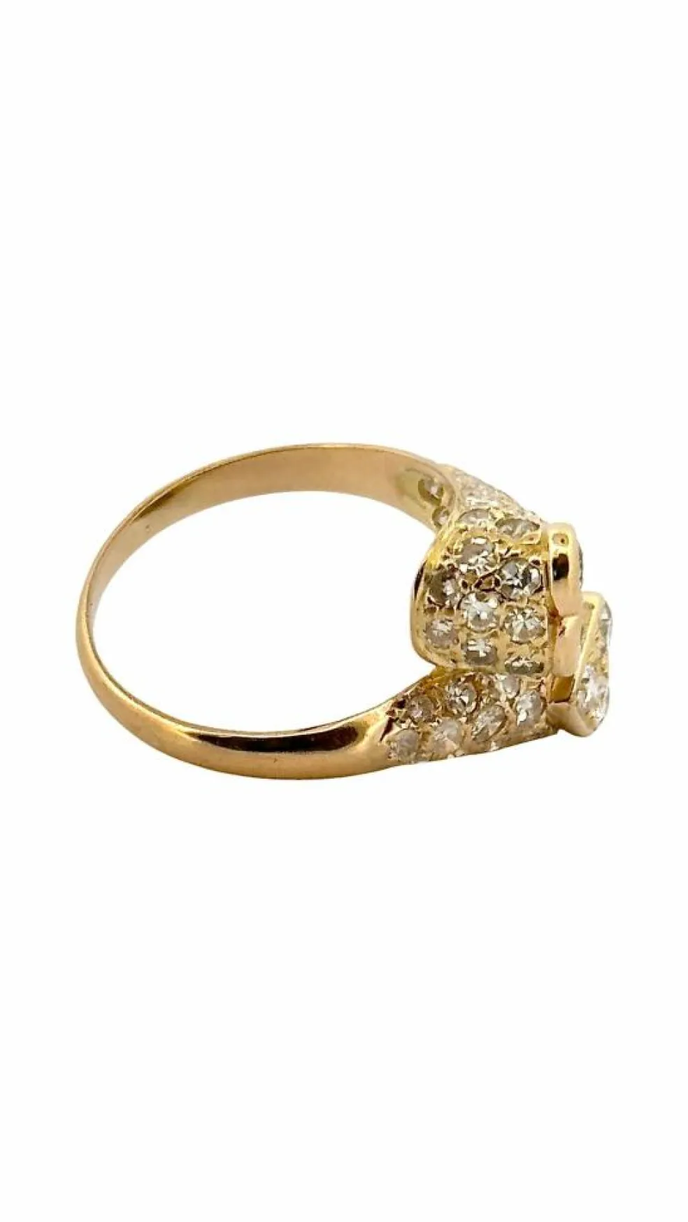 Bague vintage coeur toi et moi or jaune et diamants