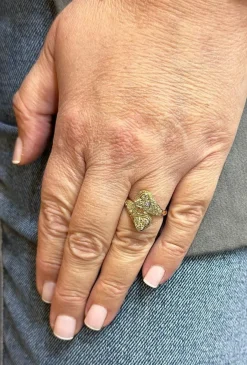 Bague vintage coeur toi et moi or jaune et diamants