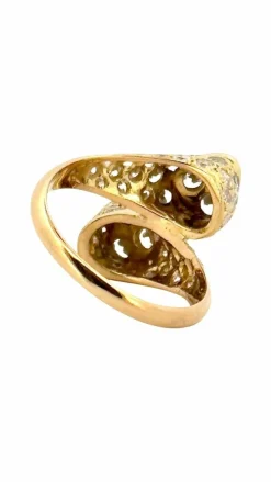Bague vintage coeur toi et moi or jaune et diamants