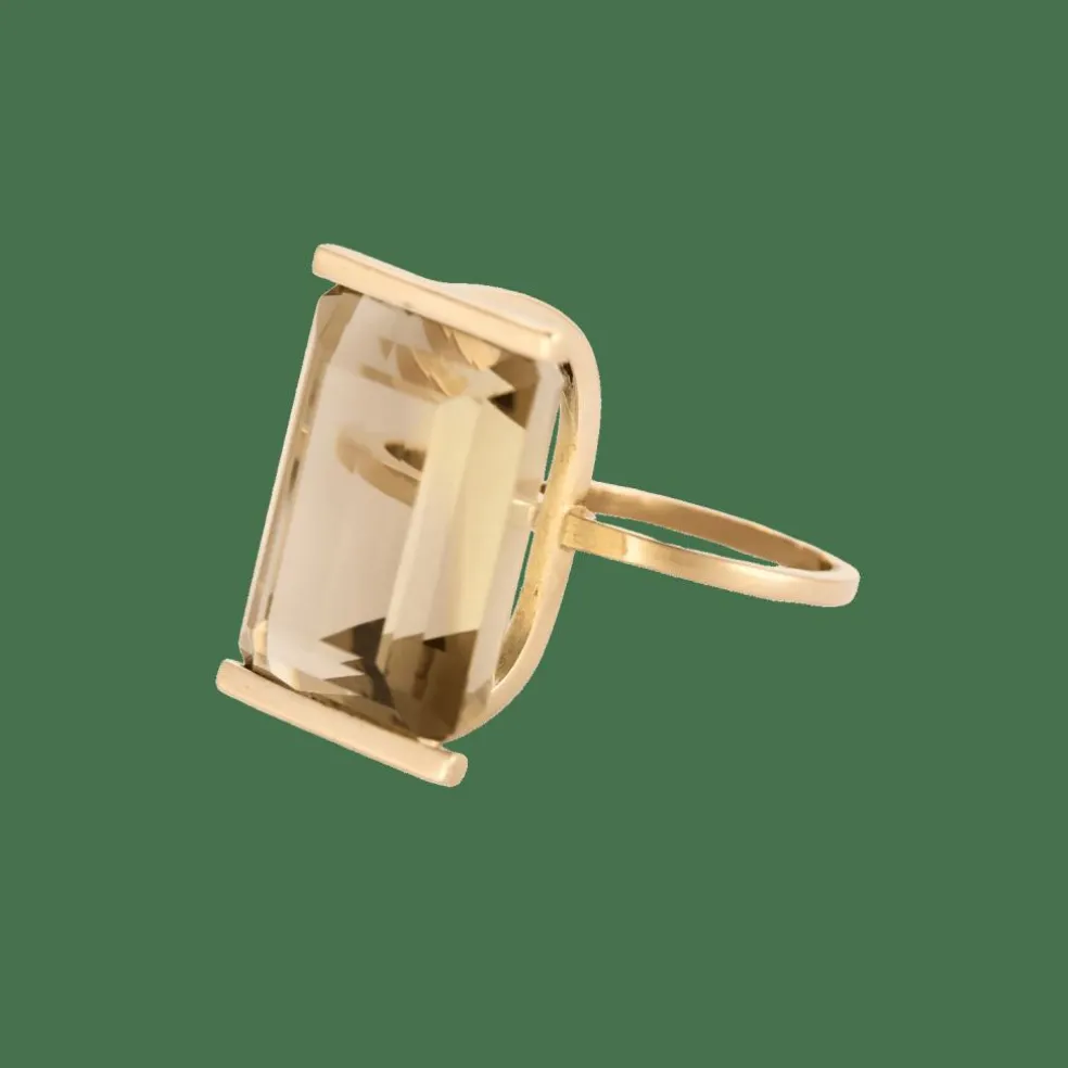 BAGUE VINTAGE DESIGN OR ET CITRINE.