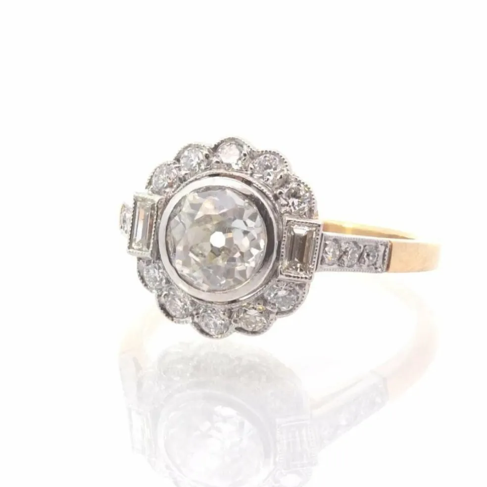 Bague vintage diamant en or et platine