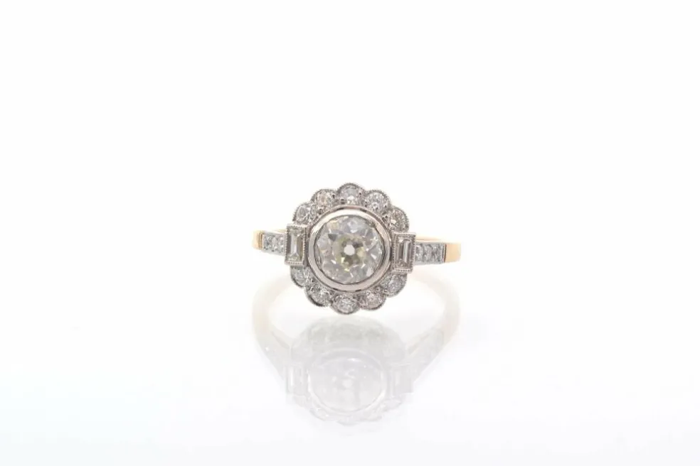 Bague vintage diamant en or et platine