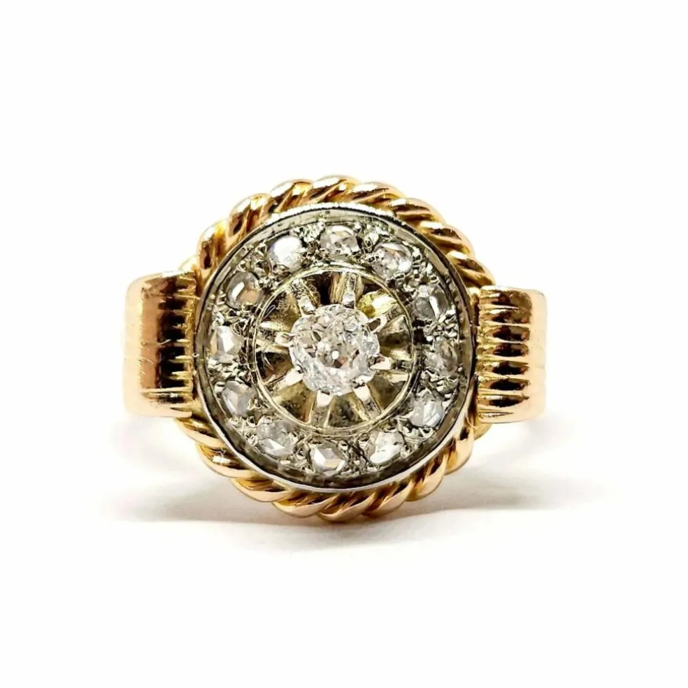 Bague vintage diamants or jaune