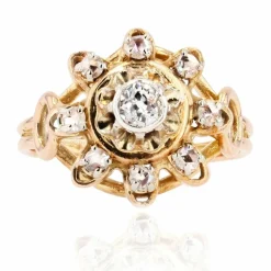 Bague vintage diamants or jaune