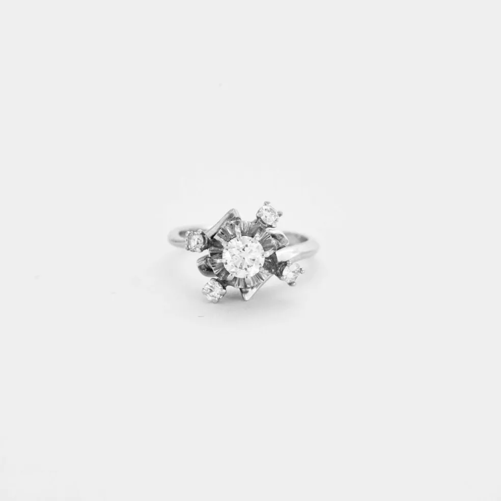 Bague vintage diamants or blanc