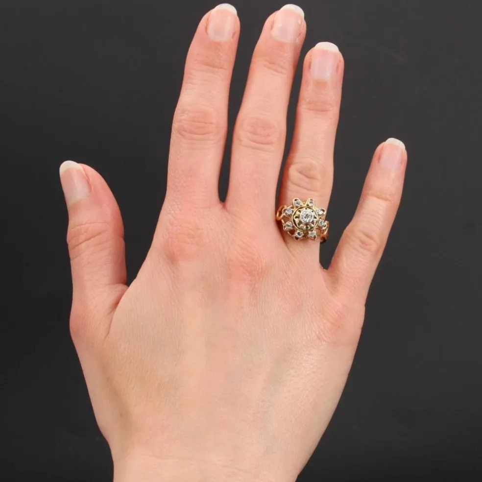 Bague vintage diamants or jaune