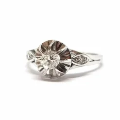 Bague vintage diamants or blanc