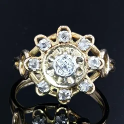 Bague vintage diamants or jaune