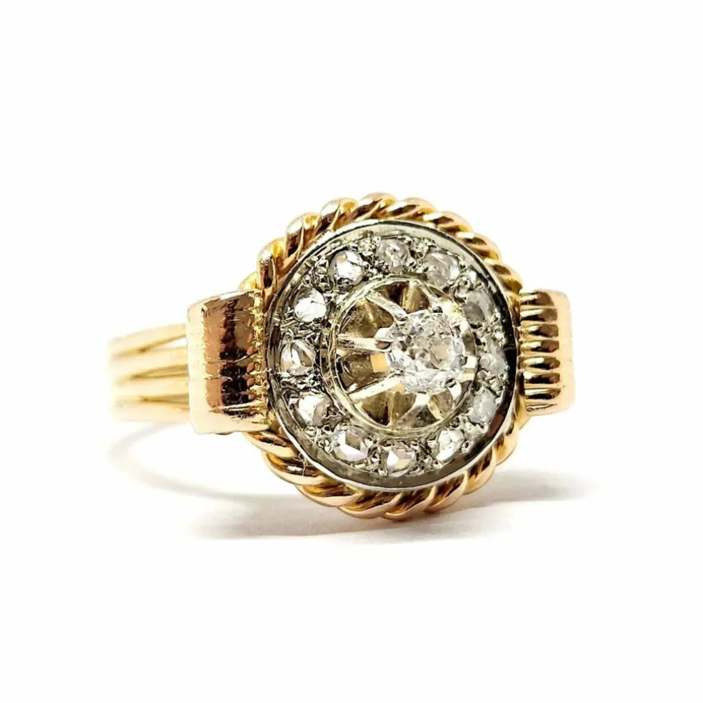 Bague vintage diamants or jaune